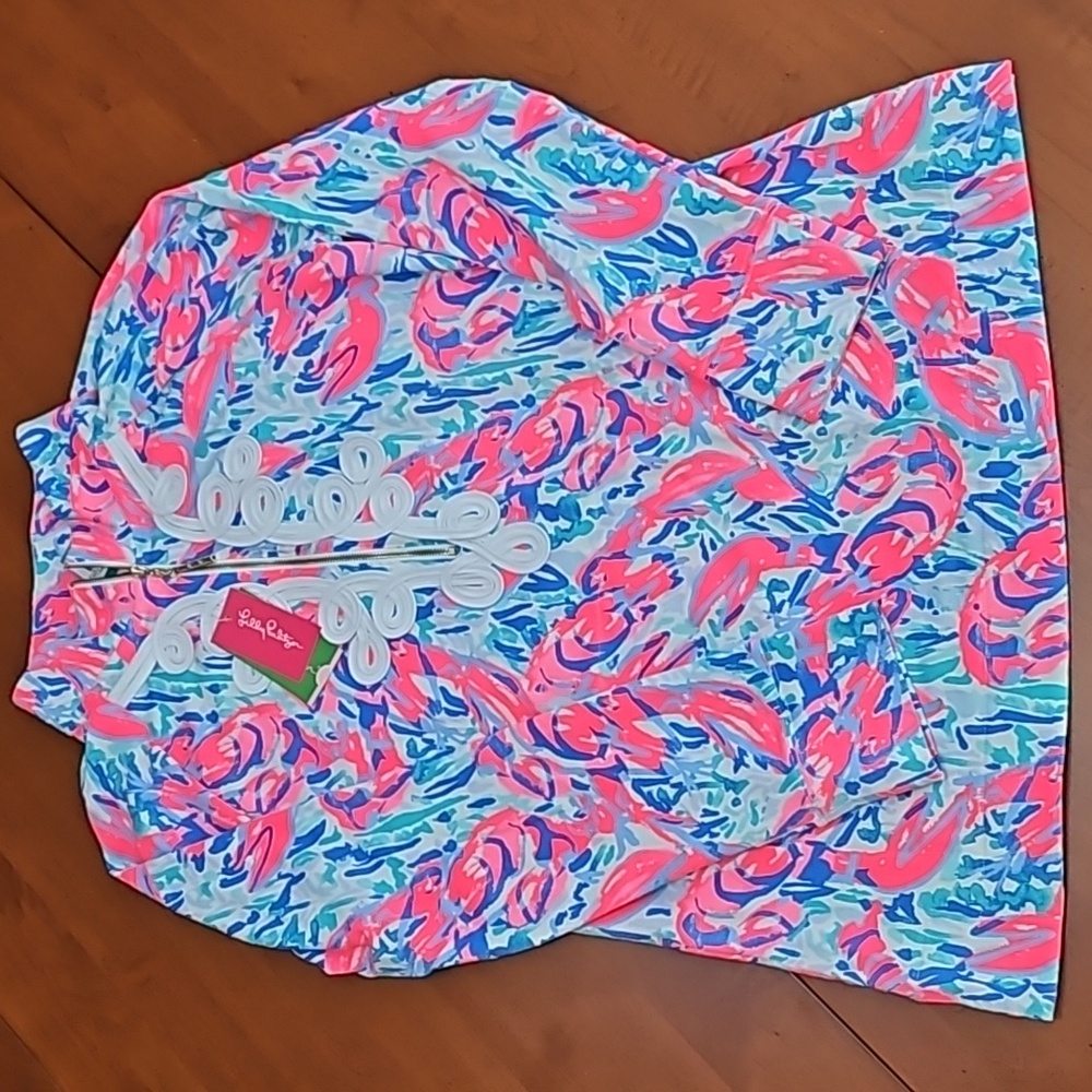 NWT Lilly Pulitzer Skipper Tunic Popover Cosmic Coral Cracked Up  Medium